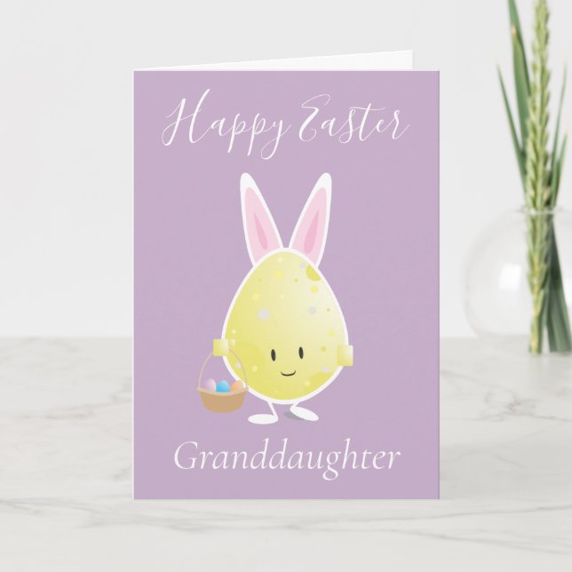 Glad påsk Egg Granddotter Lila Helgkort (Framsida)