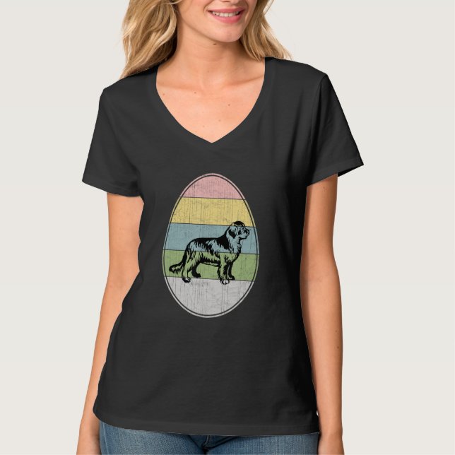 Glad påsk Egg Newfoundland Hund Graphic Påsk T Shirt (Framsida)