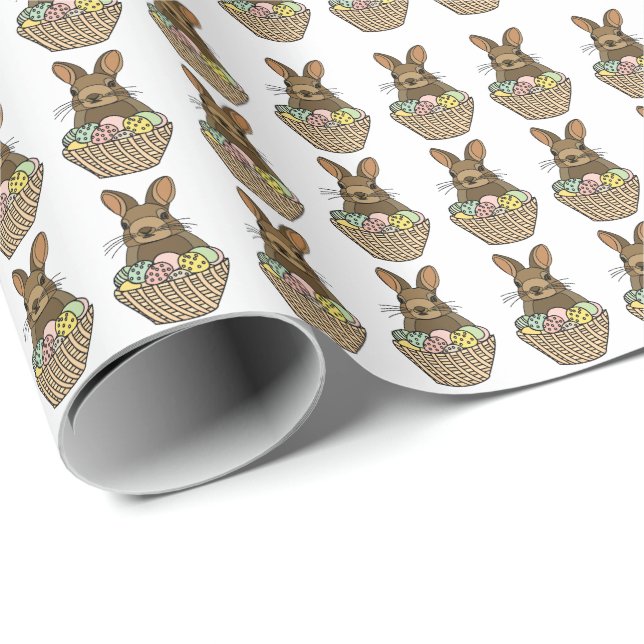 Glad påsk Eggs Basket Bunny Glad påsk Presentpapper (Rullad Hörn)