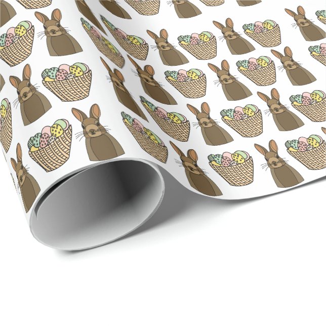 Glad påsk Eggs Basket Bunny Glad påsk Presentpapper (Rullad Hörn)