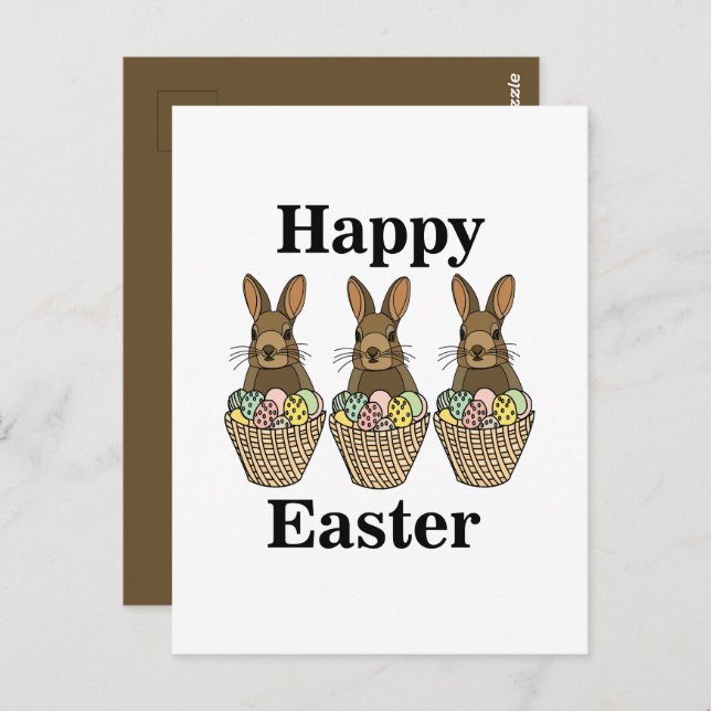 Glad påsk Eggs Basket Bunny Glad påsk Vykort (Fram/baksida)