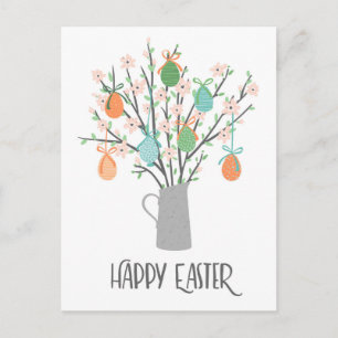 Glad påsk Eggs Blommigt Träd HELGDAGAR Vykort