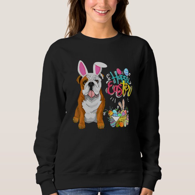 Glad påsk Eggs Bunny Hund Bulldog T Shirt (Framsida)