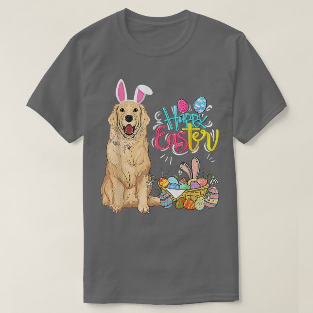 Glad påsk Eggs Bunny Hund Golden Retriever Boys T Shirt (Design framsida)