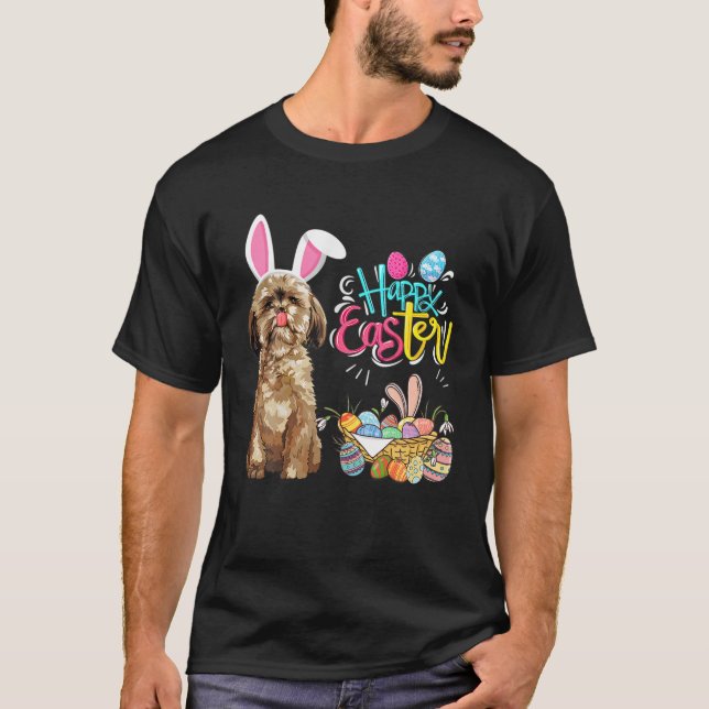 Glad påsk Eggs Bunny Hund Shihtzu Boys Girls T Shirt (Framsida)