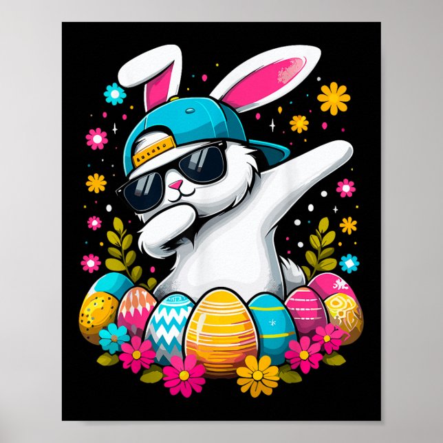 Glad påsk Eggs Coola Dabbing Bunny Poster (Framsidan)