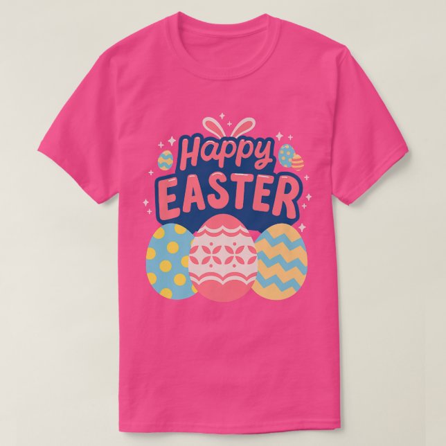 Glad påsk Eggs Cute Helgdag Graphic Rabbit Öron T Shirt (Design framsida)