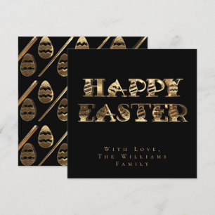 Glad påsk Eggs Elegant Black och Guld Påsk Julkort