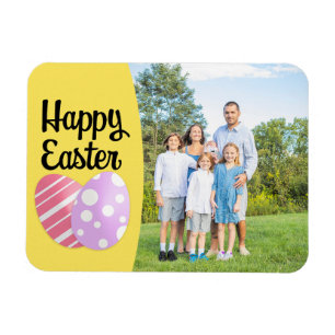 Glad påsk Eggs på Gult Anpassningsbar Photo Ram Magnet