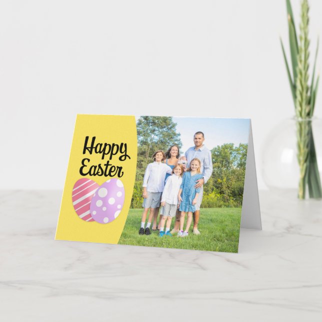 Glad påsk Eggs på Gult Photo Ram Helgkort (Framsida)