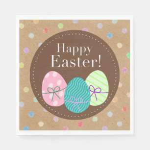 glad påsk Eggs Polkadots på Faux Kraft Papper Pappersservett