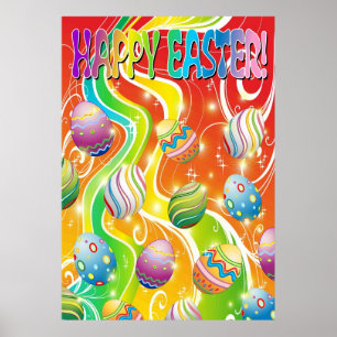 Glad påsk Eggs prydnadsmönster Poster