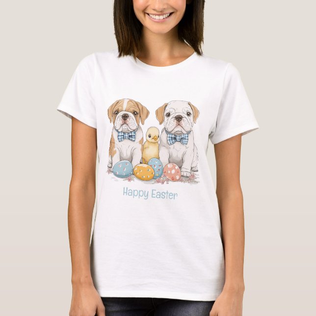 Glad påsk English Bullhundars T Shirt (Framsida)