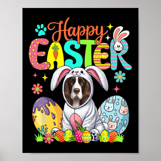 Glad påsk English Springer spanel Cosplay Bunn Poster (Framsidan)