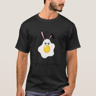Glad påsk ett stekt ägg med söt kanin eller kanin t shirt