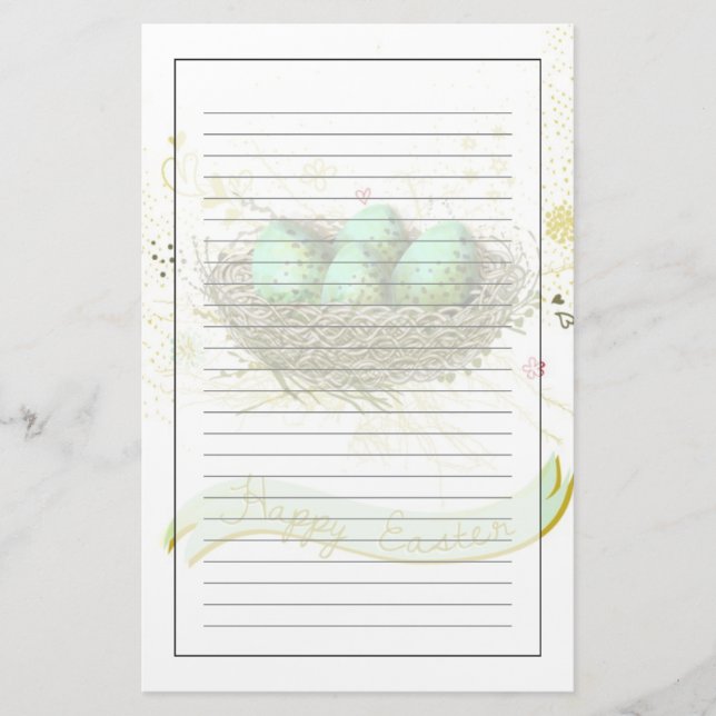 Glad påsk! - Fåglar bygga bo med färgrika ägg Brevpapper (Framsida)