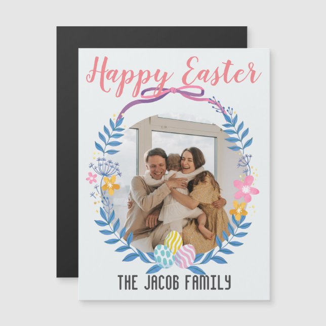 Glad påsk familj,påskhare familj ett foto (Fram/baksida)