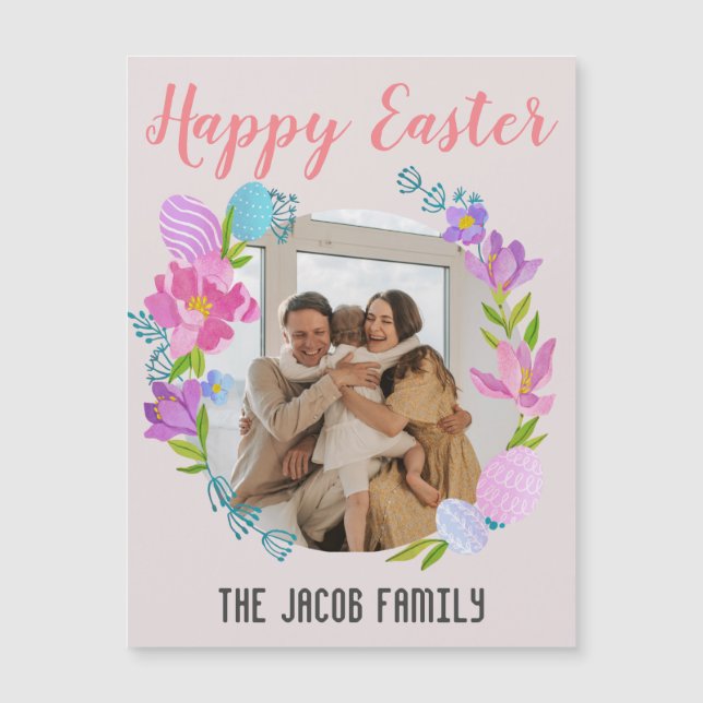 Glad påsk familj,påskhare familj ett foto (Framsida)