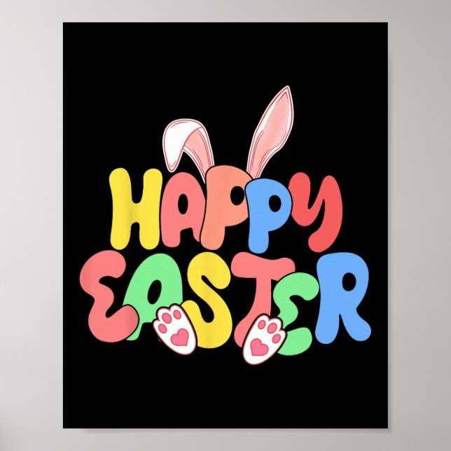 Glad påsk, familjegrupp, påskhare, äggsökning poster (Framsidan)
