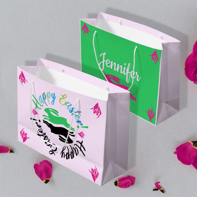 Glad påsk Färg  Rosa Black Grönt Bunnies (Skapare uppladdad)