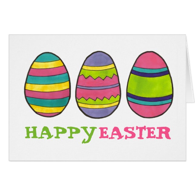Glad påsk Färgfärgade målade ägg Hunt Eggs Hälsningskort (Framsidan Horizontal)