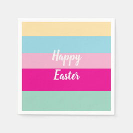 Glad påsk Färgfull Rand Mönster Dekorativ kudde Pappersservett