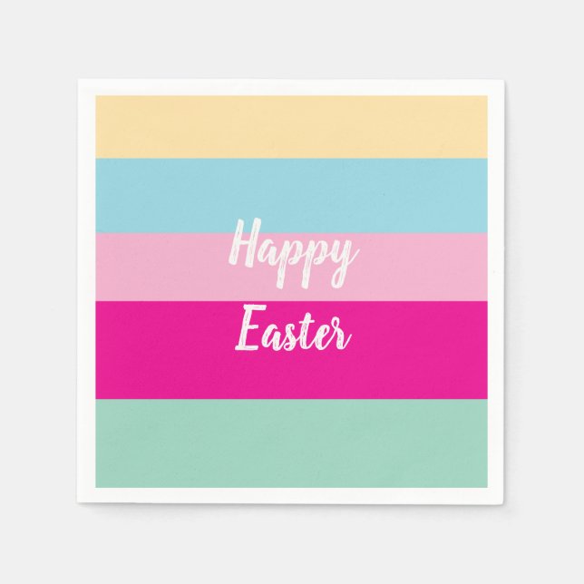 Glad påsk Färgfull Rand Mönster Dekorativ kudde Pappersservett (Framsidan)