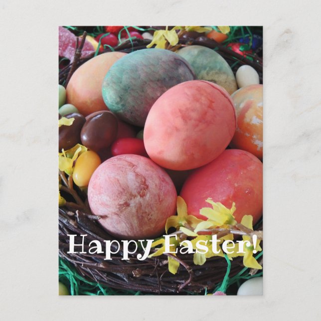 Glad påsk färgglada ägg pisanky traditionell  vykort (Framsida)