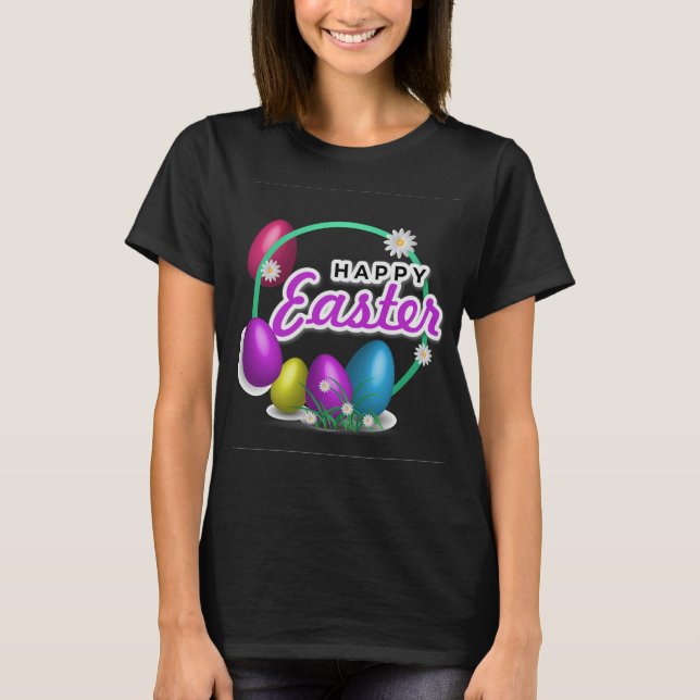 Glad Påsk Färgglada Ägg Vår Grafisk T-Shirt (Framsida)