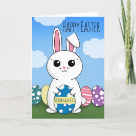 Glad påsk farmdotter Cute Bunny WIth Eggs Helgkort