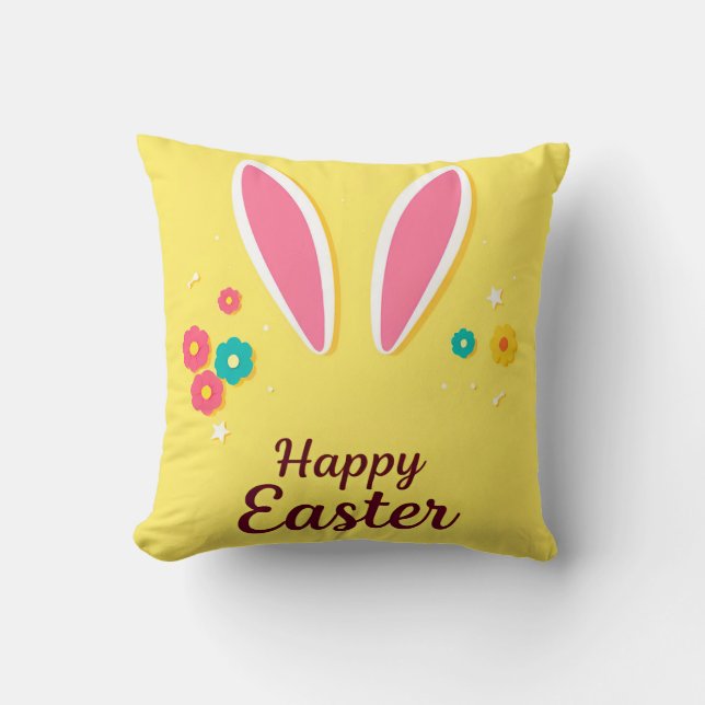 Glad påsk Firande-kort med Bunny Öron Kudde (Framsida)