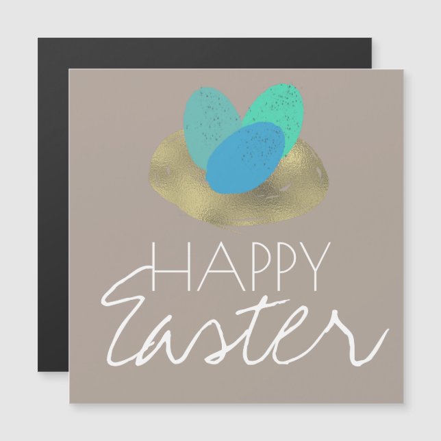 Glad Påsk Fläckig Påskägg Guld Bo (Fram/baksida)