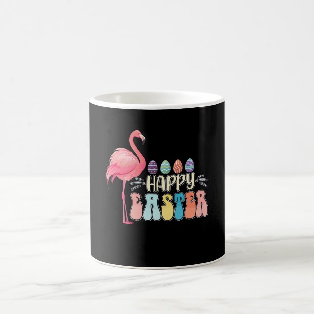 Glad påsk Flamingo Kanin Ägg Korg Kaffemugg (Center)