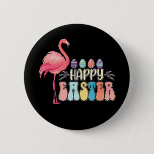 Glad påsk Flamingo Kanin Ägg Korg Knapp