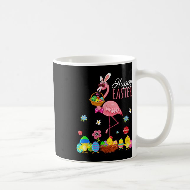 Glad Påsk Flamingo Med Påskägg Bysket Hunti Kaffemugg (Höger)