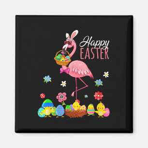 Glad påsk Flamingo med Påskägg Bysket Hunti Magnet