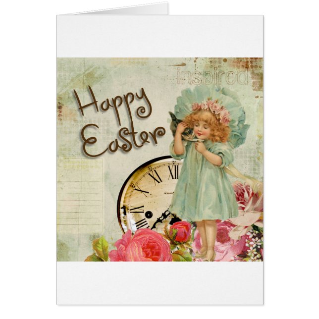 glad påsk flicka hälsningskort (Framsidan)