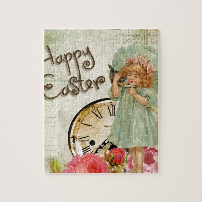 glad påsk flicka pussel (Vertikal)