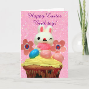 Glad påsk födelsedagsbunny och gratulationskort fö helgkort