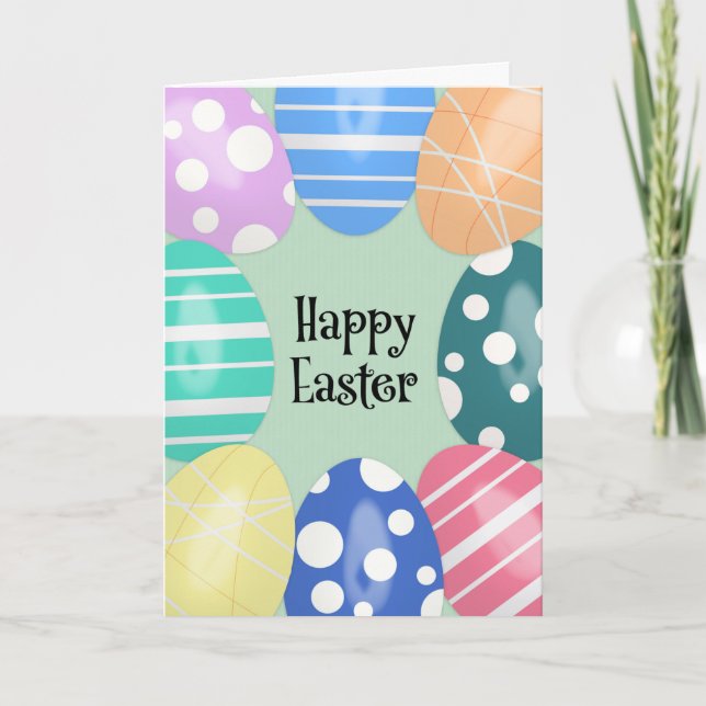 Glad påsk för alla dekorerade Påskägg Helgkort (Framsida)