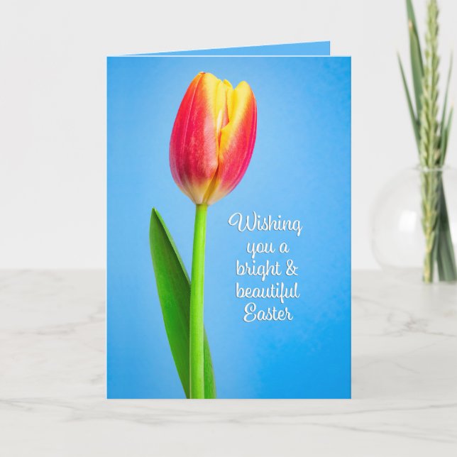 Glad påsk för alla vackra Tulip på Blue Helgkort (Framsida)