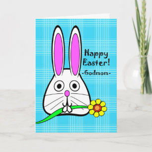 Glad påsk för Godmamma Cute Rabbit med Flower Helgkort