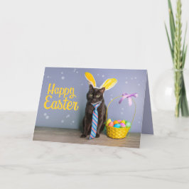 Glad påsk för någon Cute Cat i Bunny Öron Helgkort
