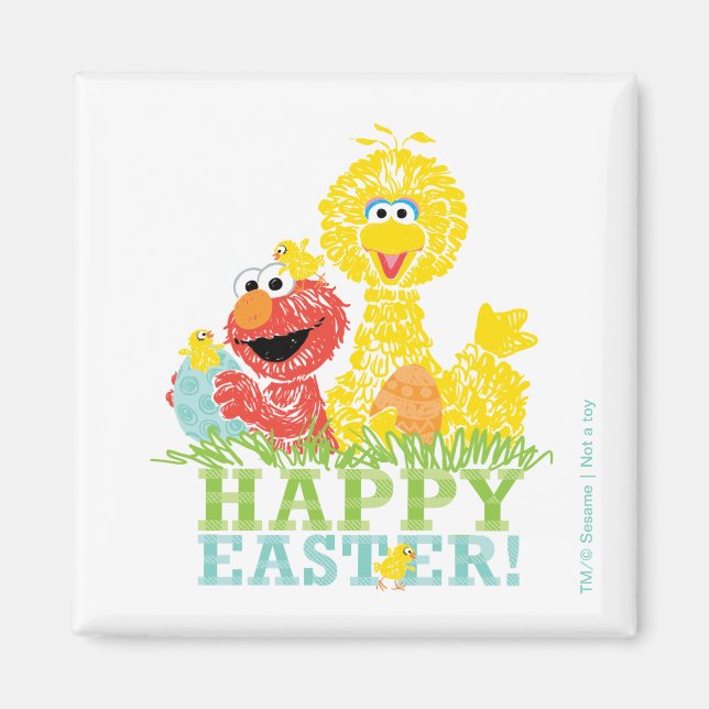 Glad påsk från Elmo & Big Bird Magnet (Framsidan)