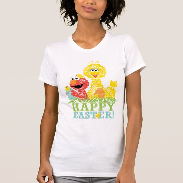Glad påsk från Elmo & Big Bird T Shirt (Framsida)