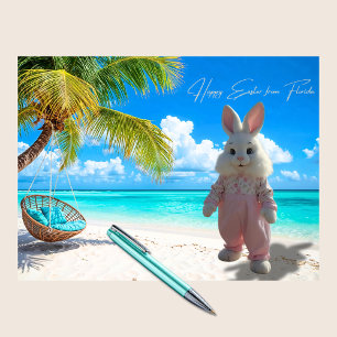 Glad Påsk från Florida Beach med påskharen Julkort