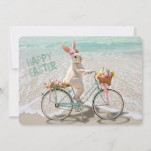 Glad påsk från Florida Bicycle Bunny på stranden Julkort