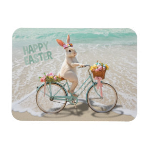 Glad påsk från Florida Bicycle Bunny på stranden Magnet
