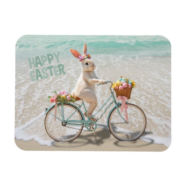 Glad påsk från Florida Bicycle Bunny på stranden Magnet (Horisontell)