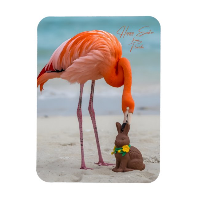 Glad påsk från Florida Flamingo på stranden Magnet (Vertikal)